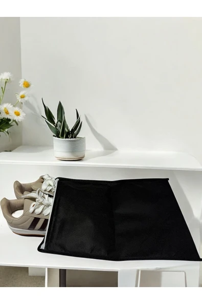 Balkan Room 2 Adet Siyah Ayakkabı Saklama Çantası Seyahat Hurcu Çok Amaçlı Fermuarlı Çekmece Valiz Düzenleyici - Resim 5