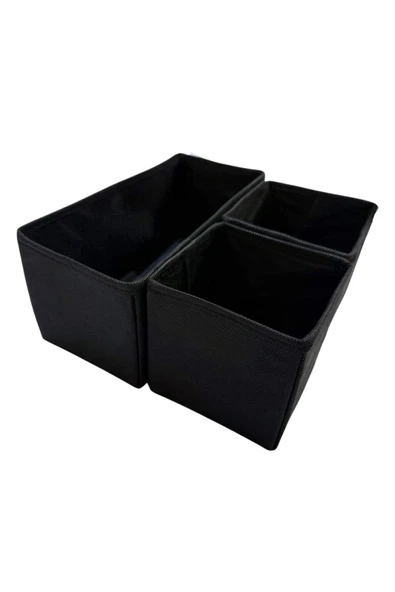 Balkan Room 3'lü Siyah Çekmece Içi Düzenleyici Organizer Set - Çok Amaçlı Dolap Içi Kutu Seti