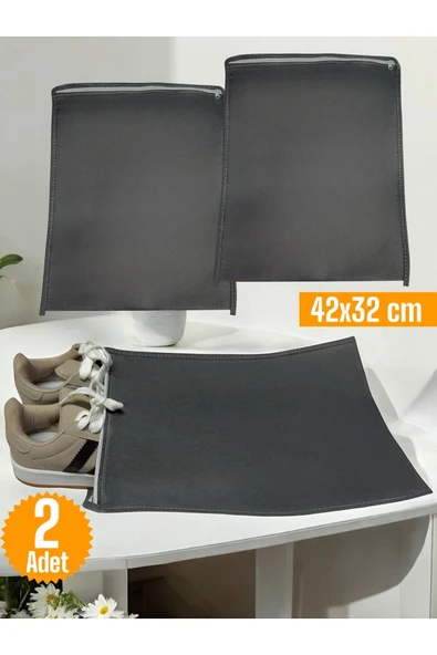 Balkan Room 2 Adet Antrasit Ayakkabı Saklama Çantası Seyahat Hurcu ÇokAmaçlı Fermuarlı Çekmece Valiz Düzenleyici ürün görseli 1