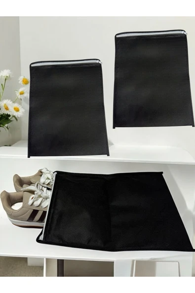 Balkan Room 2 Adet Siyah Ayakkabı Saklama Çantası Seyahat Hurcu Çok Amaçlı Fermuarlı Çekmece Valiz Düzenleyici - Resim 3