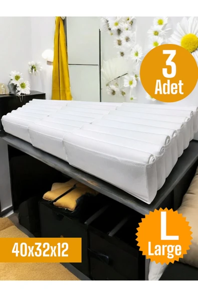 Balkan Room 3 Adet Beyaz Akordiyon Tipi Large 8 Gözlü Çekmece İçi Düzenleyici Dolap Organizer Seti 40x32x12 cm ürün görseli 1