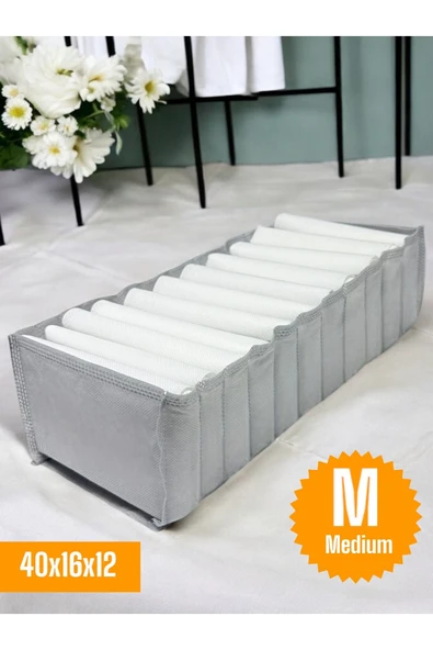 Balkan Room 2 Adet Gri Akordiyon Tipi Medium 11 Gözlü Çekmece Içi Düzenleyici Dolap Organizer Seti 40x16x12 Cm - 3