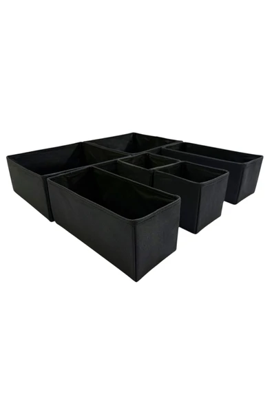 Balkan Room 6'lı Siyah Çekmece Içi Düzenleyici Organizer Set - Çok Amaçlı Dolap Içi Kutu Seti