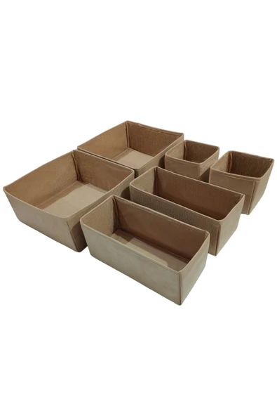 Balkan Room 6'lı Bej Çekmece Içi Düzenleyici Organizer Set - Çok Amaçlı Dolap Içi Kutu Seti