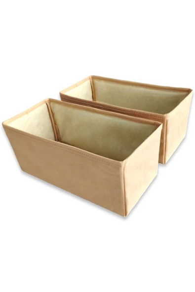 Balkan Room 2'li Bej Çekmece Içi Düzenleyici Organizer Set - Çok Amaçlı Dolap Içi Kutu Seti ( 28*13*13 ) - Resim 4