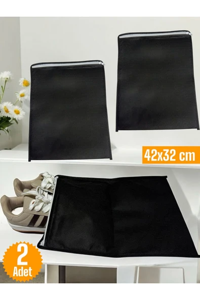 Balkan Room 2 Adet Siyah Ayakkabı Saklama Çantası Seyahat Hurcu Çok Amaçlı Fermuarlı Çekmece Valiz Düzenleyici ürün görseli 1