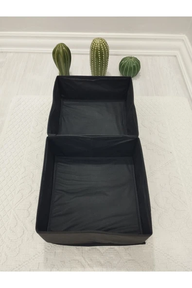 Balkan Room 2'li Siyah Çekmece Içi Düzenleyici Organizer Set - Çok Amaçlı Dolap Içi Kutu Seti ( 28*28*13cm ) - 3