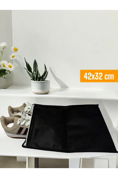 Balkan Room 2 Adet Siyah Ayakkabı Saklama Çantası Seyahat Hurcu Çok Amaçlı Fermuarlı Çekmece Valiz Düzenleyici - Resim 4