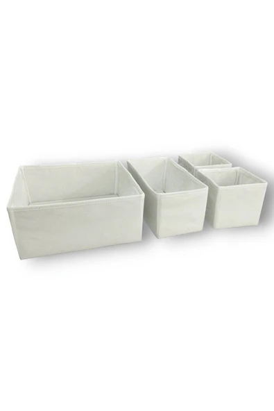 Balkan Room 4'lü Beyaz Çekmece Içi Düzenleyici Organizer Set - Çok Amaçlı Dolap Içi Kutu Seti