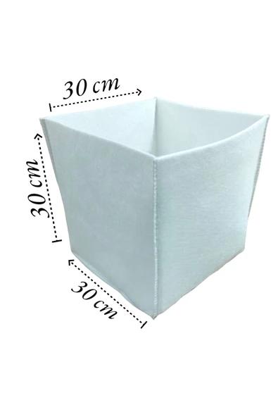 Balkan Room 3 Adet Beyaz Keçe Kutu Çok Amaçlı Organizer Dolap İçi Düzenleyici 30x30x30 - 2