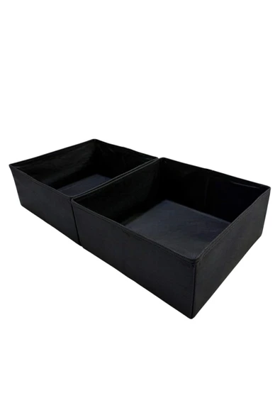 Balkan Room 2'li Siyah Çekmece Içi Düzenleyici Organizer Set - Çok Amaçlı Dolap Içi Kutu Seti ( 28*28*13cm )