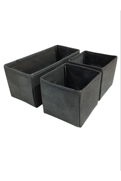 Balkan Room Antrasit 3'lü Çekmece Içi Düzenleyici Organizer Set - Çok Amaçlı Dolap Içi Kutu Seti ürün görseli 1