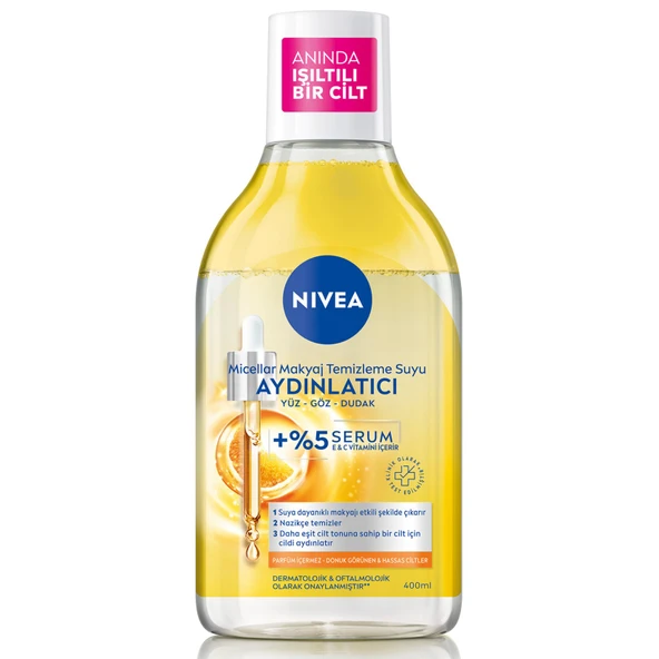 NIVEA Aydınlatıcı Serum İçerikli Micellar Makyaj Temizleme Suyu C Vitamini 400ml