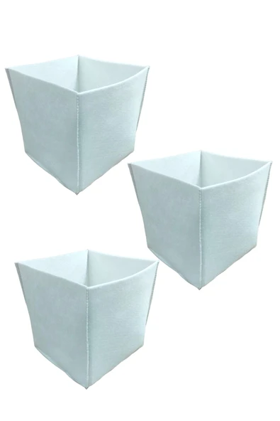Balkan Room 3 Adet Beyaz Keçe Kutu Çok Amaçlı Organizer Dolap İçi Düzenleyici 30x30x30