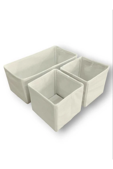 Balkan Room 3'lü Beyaz Çekmece Içi Düzenleyici Organizer Set - Çok Amaçlı Dolap Içi Kutu Seti ürün görseli 1