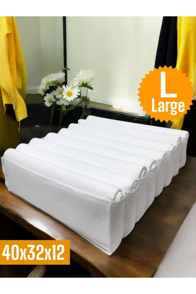 Balkan Room 4 Adet Beyaz Akordiyon Tipi Large 8 Gözlü Çekmece İçi Düzenleyici Dolap Organizer Seti 40x32x12 cm - 4