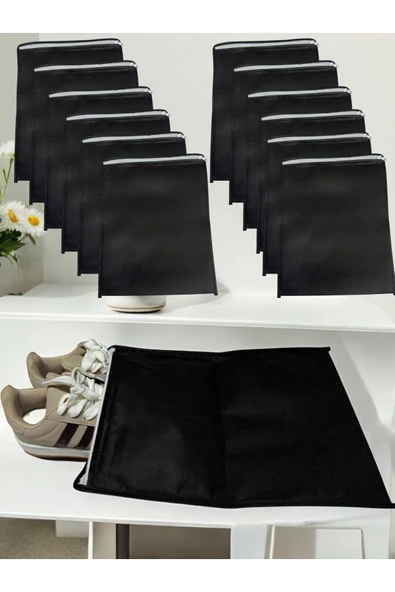 Balkan Room 12 Adet Siyah Ayakkabı Saklama Çantası Seyahat Hurcu Çok Amaçlı Fermuarlı Çekmece Valiz Düzenleyici - Resim 3