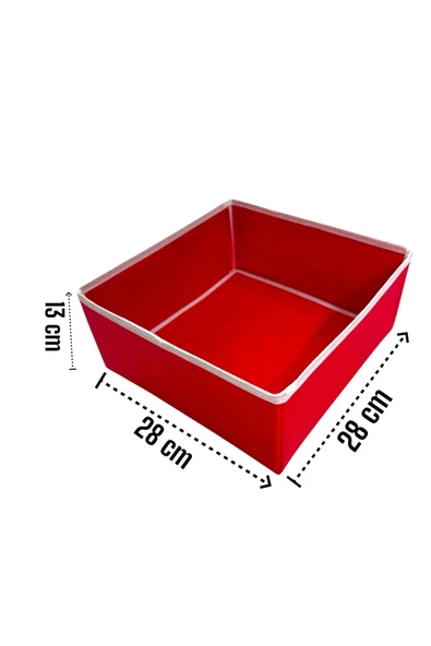 Balkan Room 2'li Kırmızı Çekmece İçi Düzenleyici Organizer Set - Çok Amaçlı Dolap İçi Kutu Seti ( 28*28*13cm ) - 3