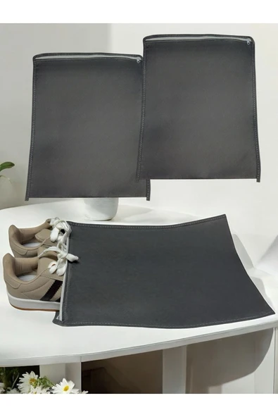 Balkan Room 2 Adet Antrasit Ayakkabı Saklama Çantası Seyahat Hurcu ÇokAmaçlı Fermuarlı Çekmece Valiz Düzenleyici - Resim 3