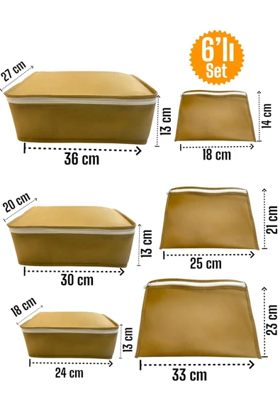 Balkan Room 6'lı Bej Valiz Düzenleyici , Bavul Içi Düzenleyici Organizer Set - 3