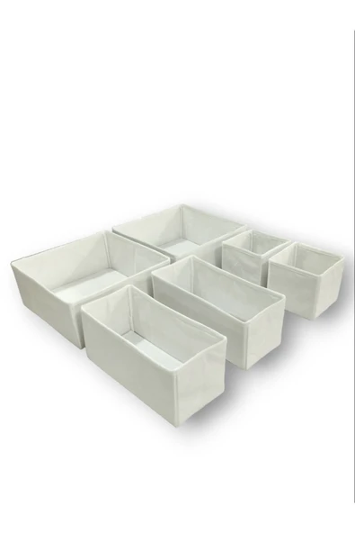 Balkan Room 6'lı Beyaz Çekmece Içi Düzenleyici Organizer Set - Çok Amaçlı Dolap Içi Kutu Seti