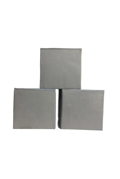 Balkan Room 3 Adet Gri Çok Amaçlı Dolap Düzenleyici Kutu Dekoratif Saklama Kutusu Raf Organizer Large - 2