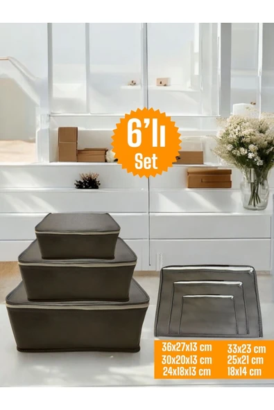 Balkan Room 6'lı Antrasit Valiz Düzenleyici , Bavul İçi Düzenleyici Organizer Set ürün görseli 1