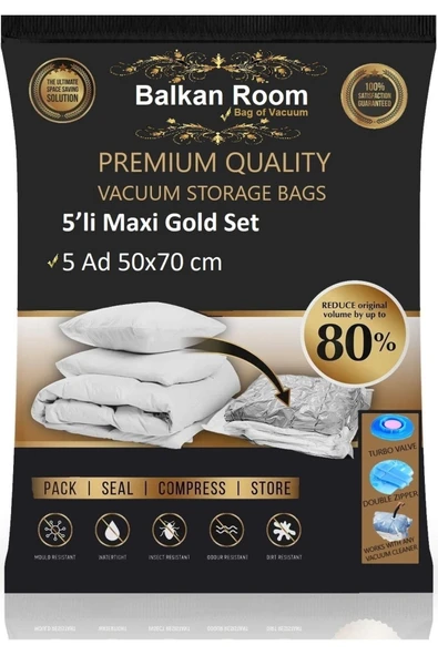 Balkan Room Vakum Hurcu 5’li Maxi Gold Set Vakumlu Hurç Vakumlu Poşet