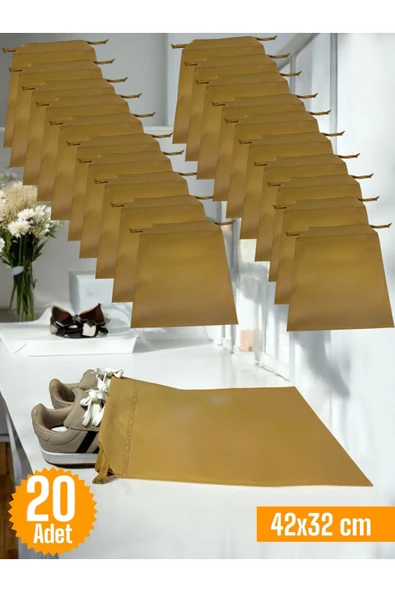 Balkan Room 20 Adet Bej Büzgülü Ayakkabı Saklama Çantası Seyahat Hurcu ÇokAmaçlı Dolap Çekmece Valiz Düzenleyici ürün görseli 1