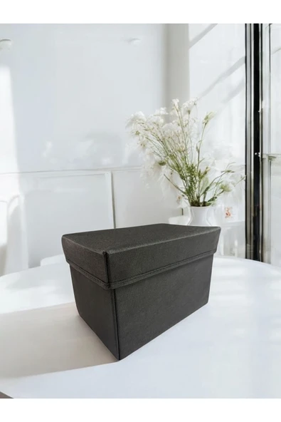 Balkan Room 3 Adet Siyah Kapaklı Dolap İçi Düzenleyici Kutu Çok Amaçlı Saklama Kutusu Large 30x20x20 cm - 4
