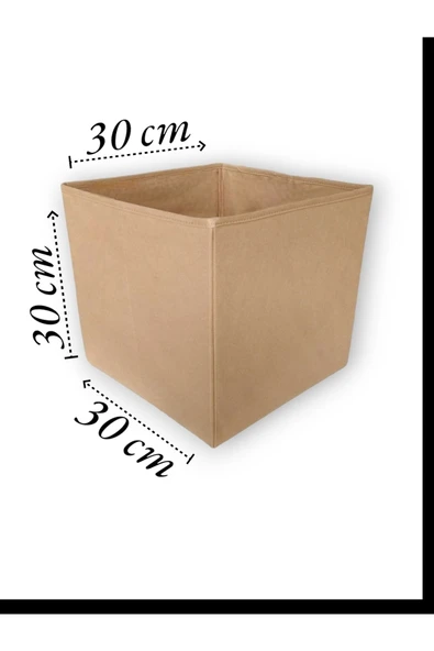 Balkan Room 4 Adet Bej Çok Amaçlı Dolap Düzenleyici Kutu Dekoratif Saklama Kutusu Raf Organizer Large - 3