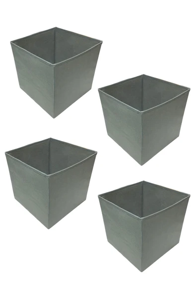 Balkan Room 4 Adet Gri Çok Amaçlı Dolap Düzenleyici Kutu Dekoratif Saklama Kutusu Raf Organizer Large