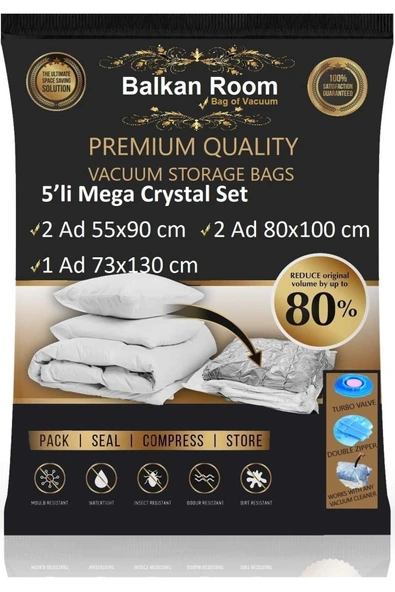 Balkan Room Vakum Hurcu 5’li Mega Crystal Set Vakumlu Hurç Vakumlu Poşet ürün görseli