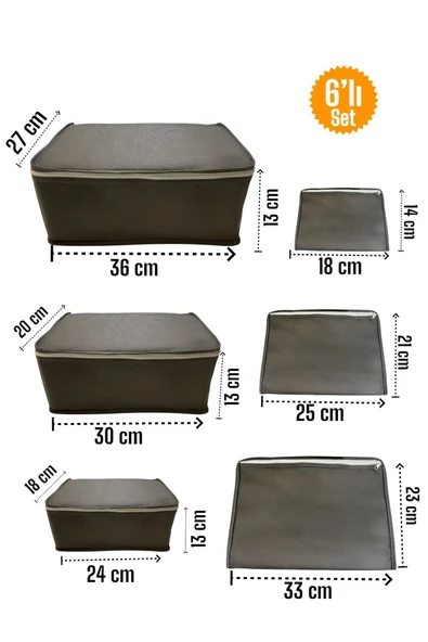 Balkan Room 6'lı Antrasit Valiz Düzenleyici , Bavul İçi Düzenleyici Organizer Set - Resim 4