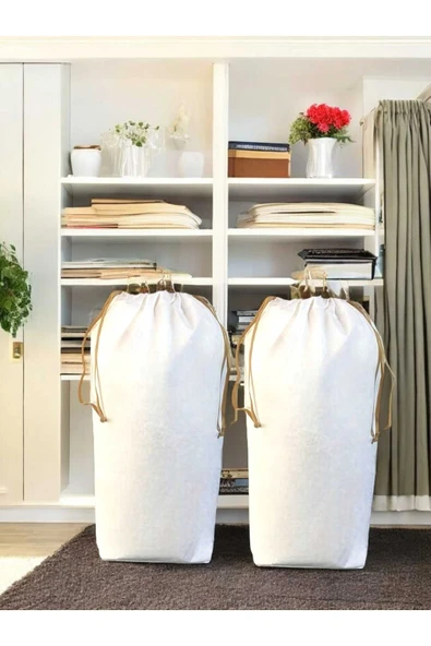 Balkan Room Beyaz Büzgülü Hurç 2'li Set Xlarge 86x62 Cm - Taşınma Çantası -yorgan Yastık Çamaşır Saklama Torbası ürün görseli
