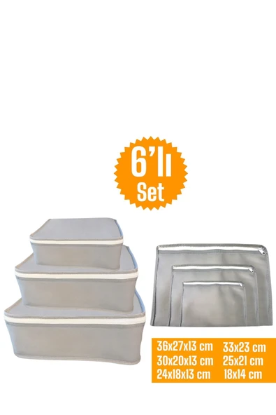 Balkan Room 6'lı Gri Valiz Düzenleyici , Bavul Içi Düzenleyici Organizer Set - 4