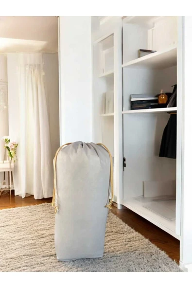 Balkan Room Gri Büzgülü Hurç XLarge 86x62 cm - Taşınma Çantası - Yorgan Yastık Çamaşır Saklama Torbası ürün görseli 1