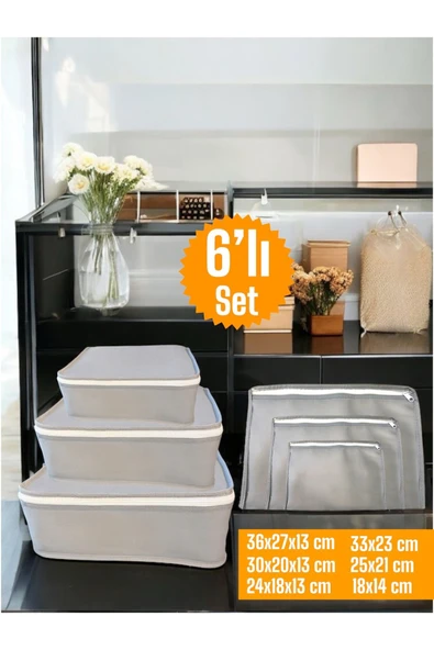 Balkan Room 6'lı Gri Valiz Düzenleyici , Bavul Içi Düzenleyici Organizer Set