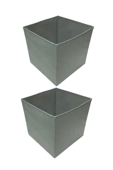 Balkan Room 2 Adet Gri Çok Amaçlı Dolap Düzenleyici Kutu Dekoratif Saklama Kutusu Raf Organizer Large