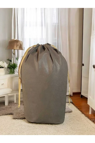 Balkan Room Kahverengi Büzgülü Hurç Large 72x62 cm - Taşınma Çantası - Yorgan Yastık Çamaşır Saklama Torbası