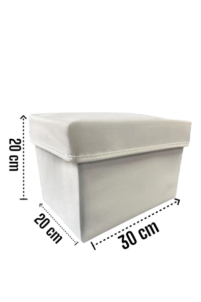 Balkan Room 2 Adet Beyaz Kapaklı Dolap İçi Düzenleyici Kutu Çok Amaçlı Saklama Kutusu Large 30x20x20 cm - 4