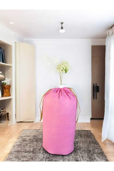 Balkan Room Pembe Büzgülü Hurç XLarge 86x62 cm - Taşınma Çantası - Yorgan Yastık Çamaşır Saklama Torbası