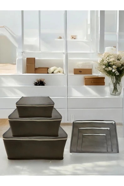 Balkan Room 6'lı Antrasit Valiz Düzenleyici , Bavul İçi Düzenleyici Organizer Set - Resim 2