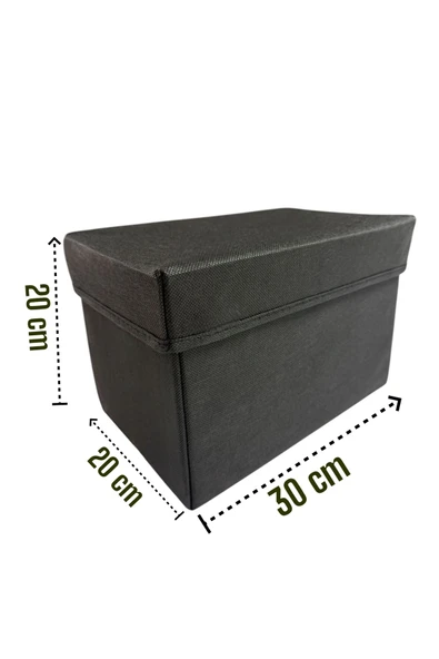 Balkan Room 3 Adet Siyah Kapaklı Dolap İçi Düzenleyici Kutu Çok Amaçlı Saklama Kutusu Large 30x20x20 cm - 3