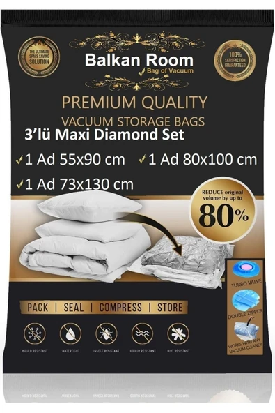 Balkan Room Vakum Hurcu 3’lü Ultra Diamond Set Vakumlu Hurç Vakumlu Poşet - Resim 5