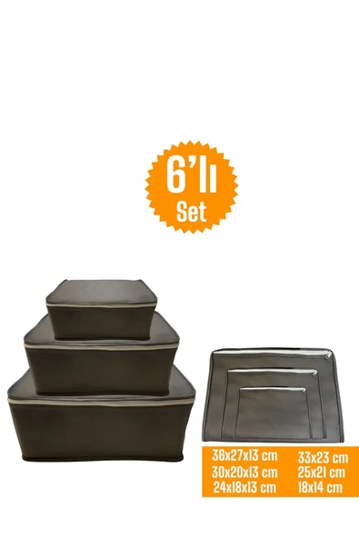 Balkan Room 6'lı Antrasit Valiz Düzenleyici , Bavul İçi Düzenleyici Organizer Set - Resim 3
