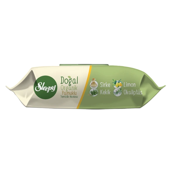 Sleepy Doğal Organik Pamuklu Islak Havlu 50'li ürün görseli