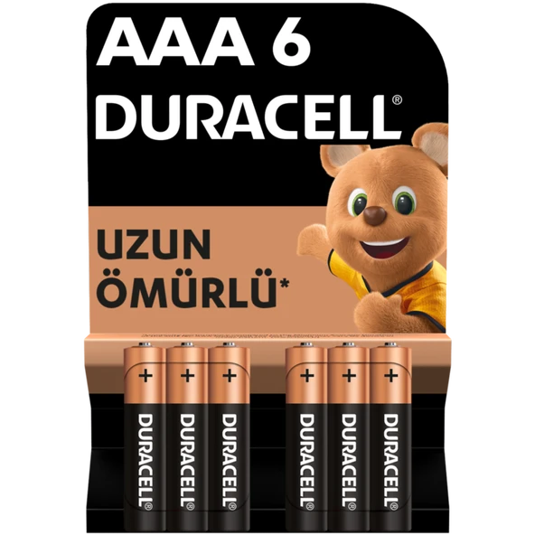 Duracell Alkalin AAA İnce Kalem Pil 1,5 V (LR03 / MN2400) 6’lı Paket