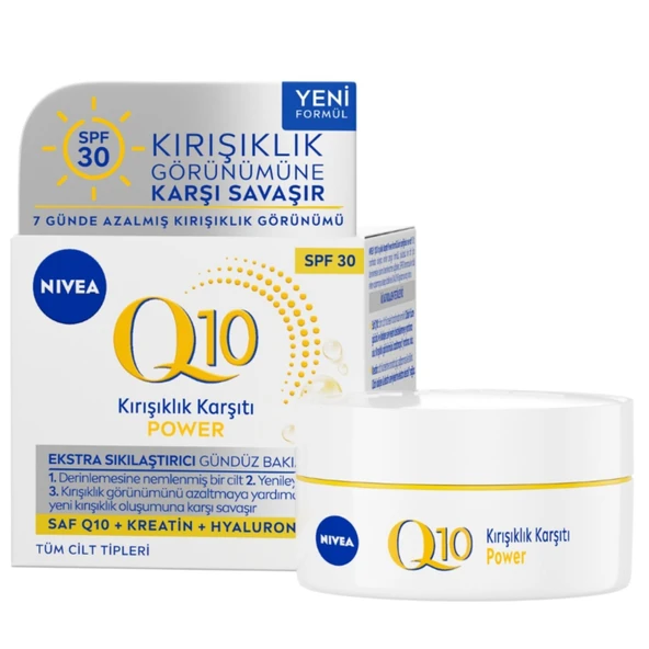 NIVEA Q10 Power Kırışıklık Karşıtı Sıkılaştırıcı Gündüz Yüz Bakım Kremi 50ml