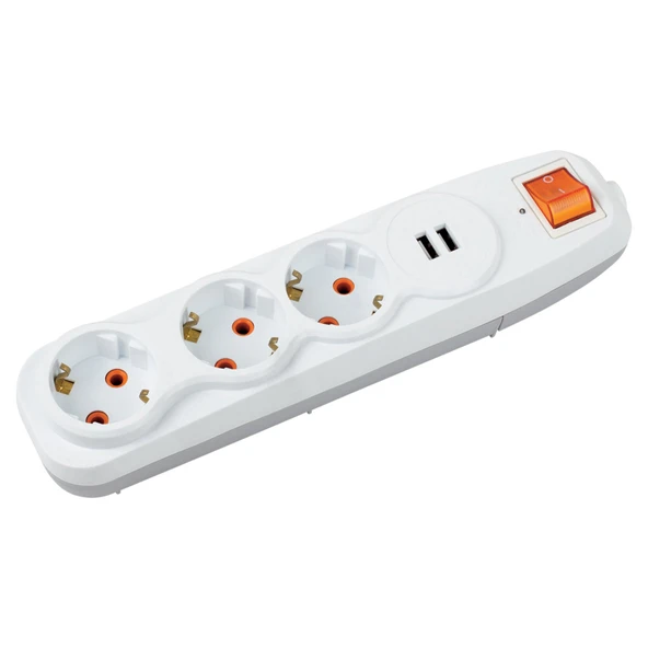 Nilson Üçlü Grup Priz Akım Korumalı 2'li Usb'li 1,5 Mt